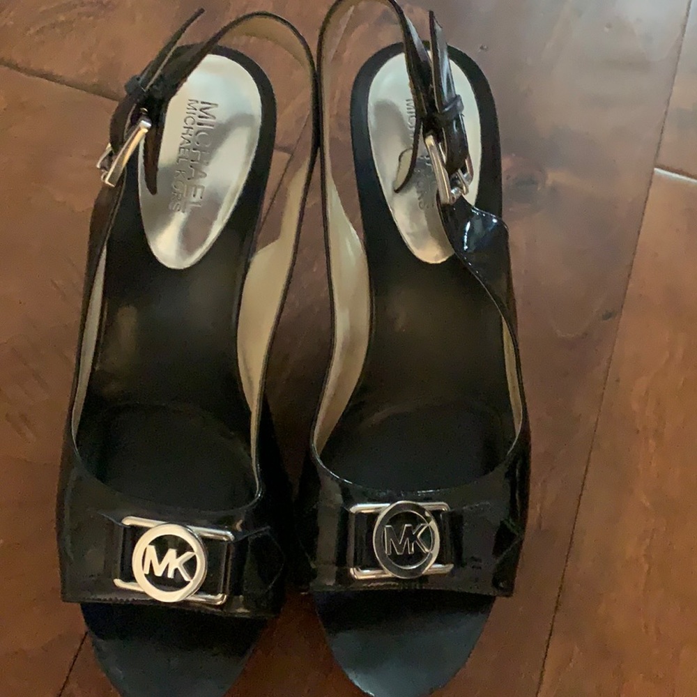 Michael Kors black wedges with studs